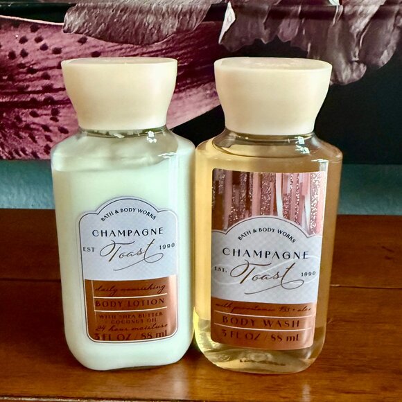 2 for $30 SALE - NEW CHAMPAGNE TOAST BBW Body Cream & Body Wash Travel Size - Picture 1 of 3